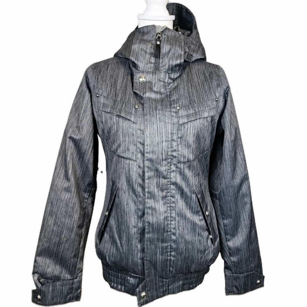 Burton Cool Flavors Dry Ride Snowboard Ski Jacket Coat Womens XS Gray Hooded
